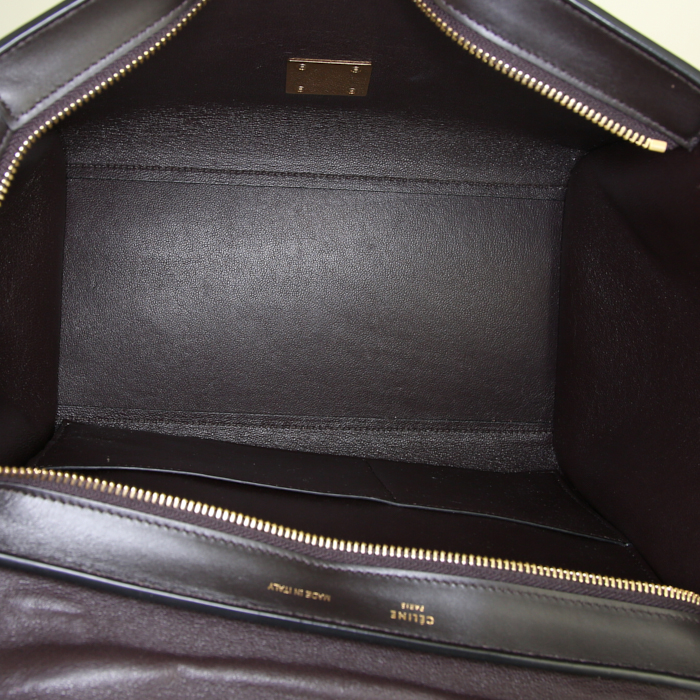 Celine Trapeze small model handbag in red, burgundy and brown tricolor leather - Detail D3