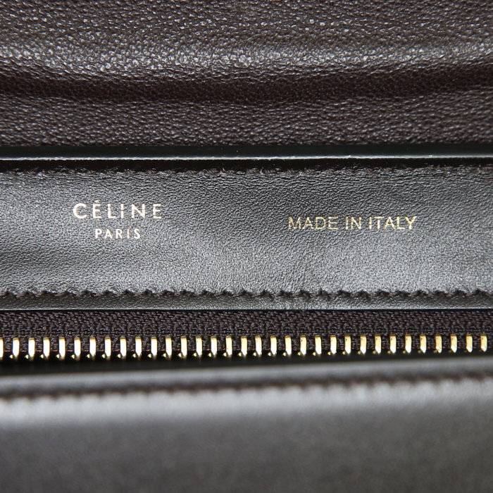 Celine Trapeze small model handbag in red, burgundy and brown tricolor leather - Detail D4