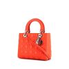 Dior Lady Dior medium model handbag in orange red leather cannage - 00pp thumbnail