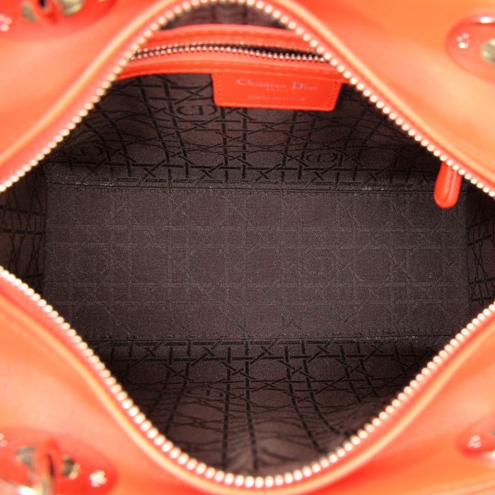 Borsa Dior Lady Dior modello medio in pelle cannage rosso-arancione - Detail D3