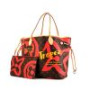 Shopping bag Louis Vuitton Neverfull modello medio in tela monogram marrone con motivo e pelle naturale - 00pp thumbnail