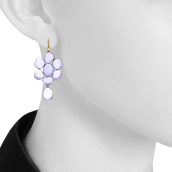 Pomellato Capri earrings in pink gold and chalcedony - Detail D1
