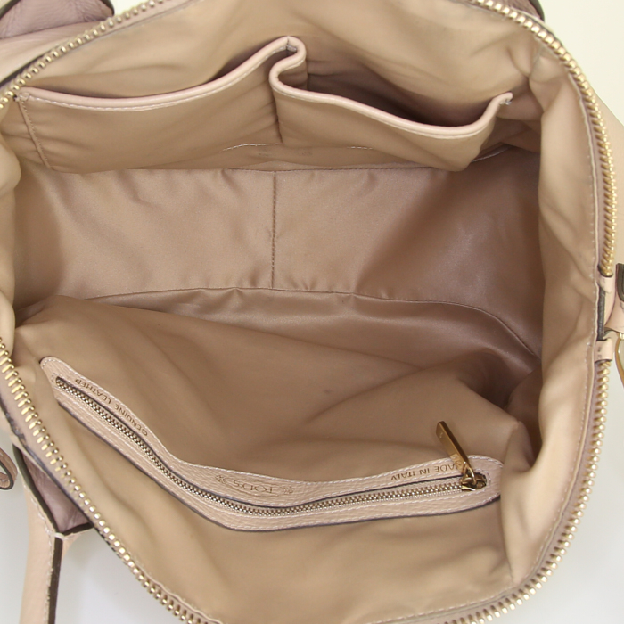 Sac à main Tod's D-Styling grand modèle en cuir beige - Detail D3