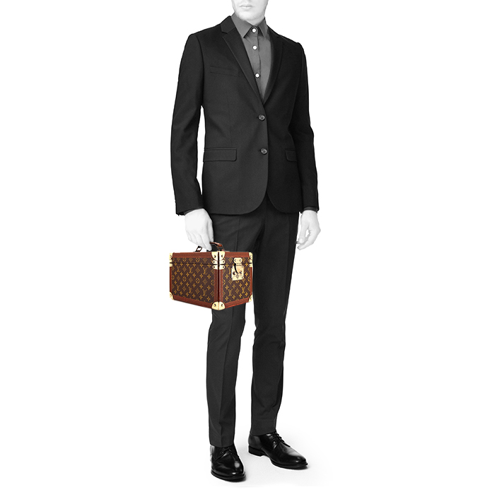 Louis Vuitton vanity case in monogram canvas and brown lozine (vulcanised fibre) - Detail D1