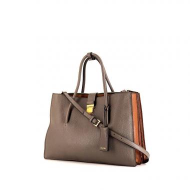 Sac bandoulière Miu Miu en cuir gris et marron