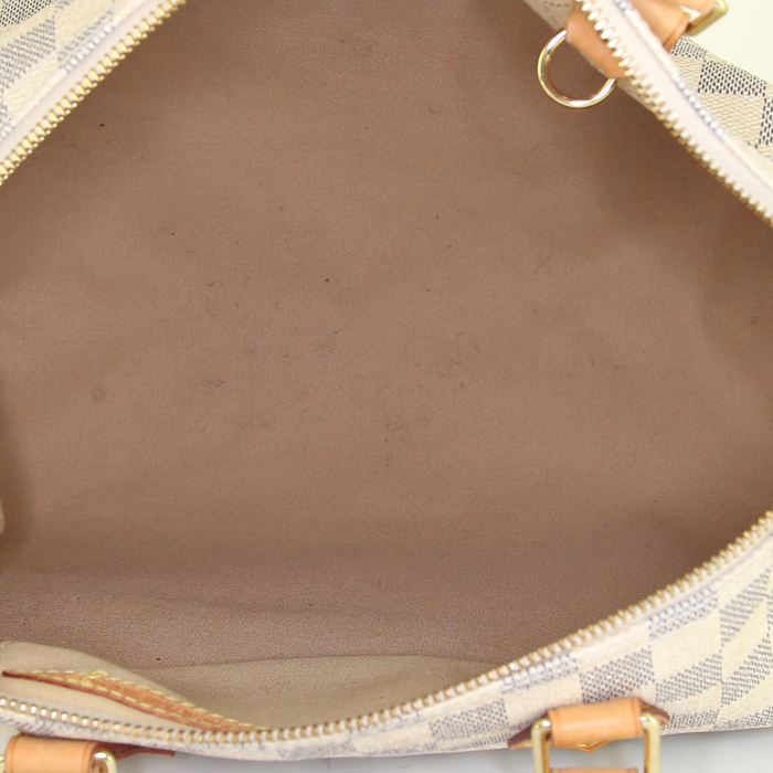 Borsa Louis Vuitton Speedy 35 in tela a scacchi e pelle naturale - Detail D2