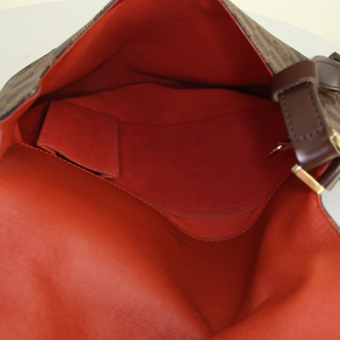 Borsa a tracolla Louis Vuitton Musette Salsa in tela a scacchi marrone e pelle marrone - Detail D2