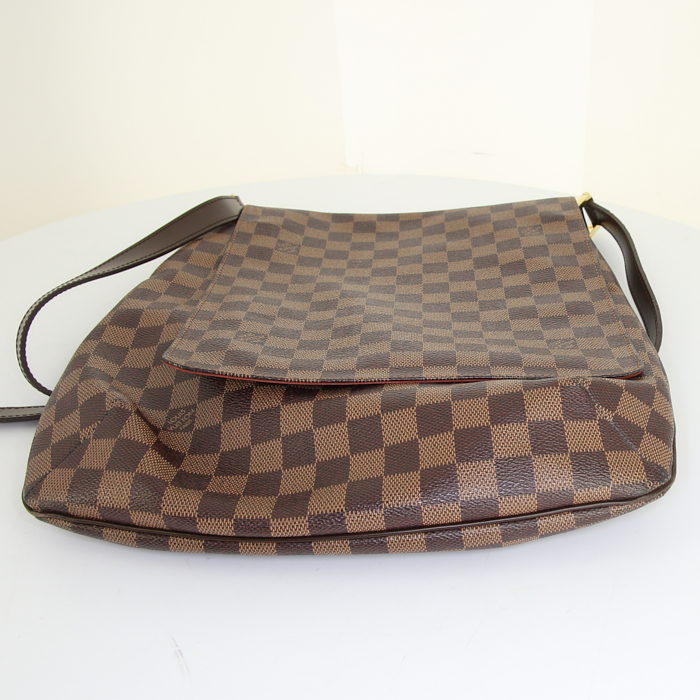 Borsa a tracolla Louis Vuitton Musette Salsa in tela a scacchi marrone e pelle marrone - Detail D4