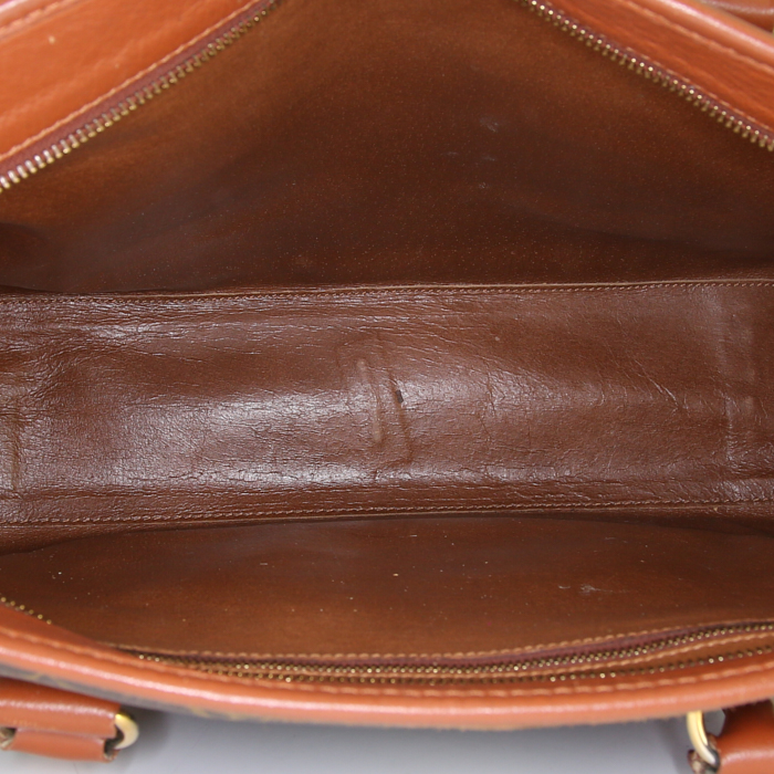 Shopping bag Louis Vuitton in tela monogram marrone e pelle marrone - Detail D2