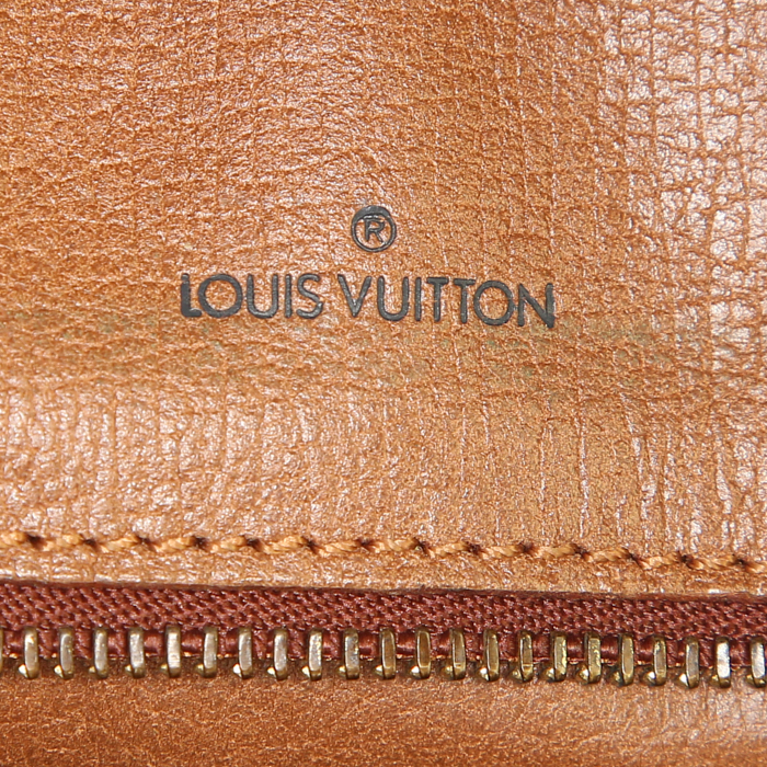 Shopping bag Louis Vuitton in tela monogram marrone e pelle marrone - Detail D3