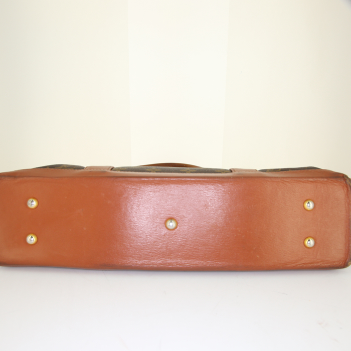 Louis Vuitton shopping bag in brown monogram canvas and brown leather - Detail D4