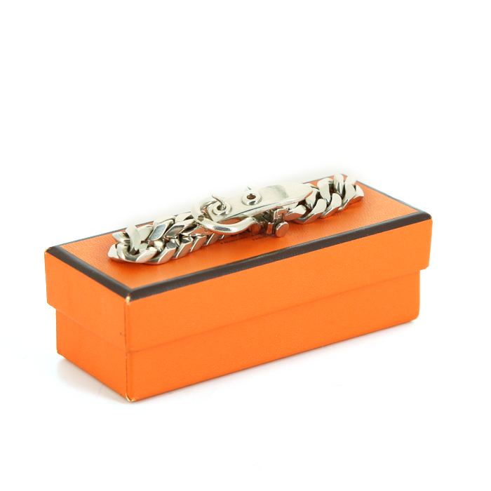 Hermès Boucle Sellier small model bracelet in silver - Detail D2