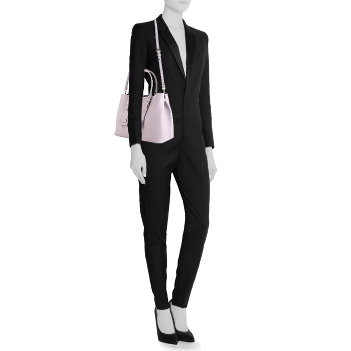 Sac cabas Prada Double en cuir saffiano parme - Detail D2