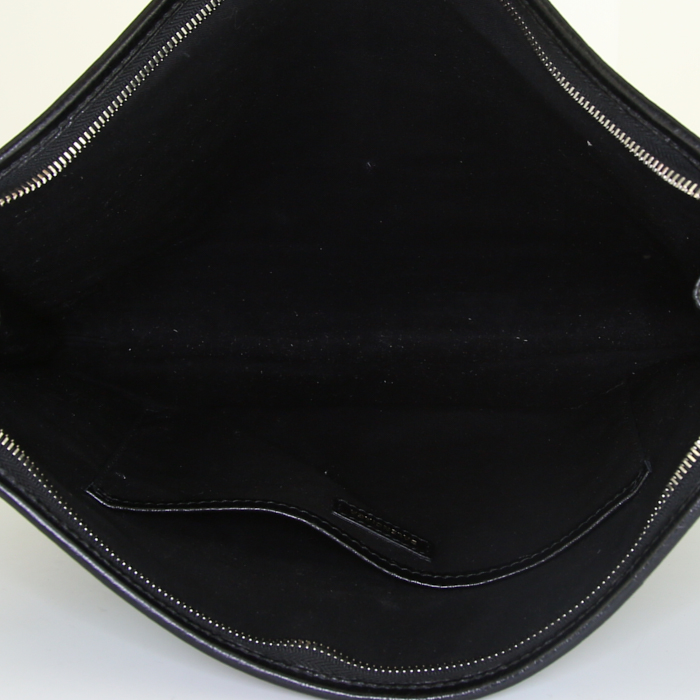 Pochette Balenciaga in pelle nera con decoro graffiti - Detail D2