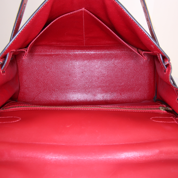 Hermes Kelly 32 cm shoulder bag in red box leather - Detail D3