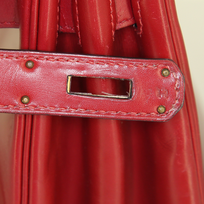 Borsa a tracolla Hermes Kelly 32 cm in pelle box rossa - Detail D5