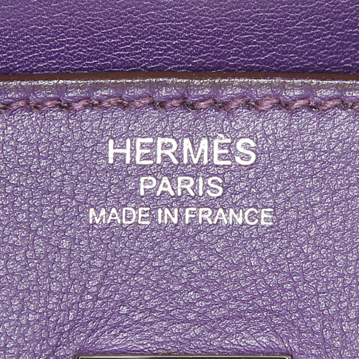 Borsa Hermes Birkin 25 cm in pelle Swift viola - Detail D3