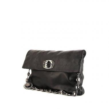 Sac porté épaule ou main Miu Miu Iconic Crystal en cuir matelassé noir