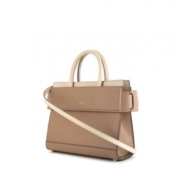 Borsa a tracolla Givenchy Horizon modello medio in pelle bicolore color talpa e beige