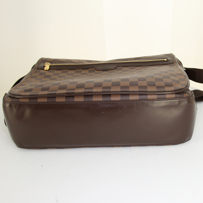 Louis Vuitton Spencer shoulder bag in brown damier canvas and brown leather - Detail D4