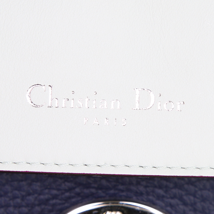 Dior Be Dior medium model shoulder bag in blue grained leather - Detail D4