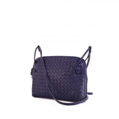 Sac bandoulière Bottega Veneta Nodini en cuir tressé bleu