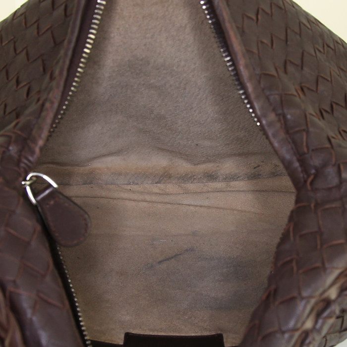 Borsa Bottega Veneta in pelle intrecciata marrone con motivo - Detail D2