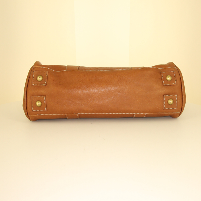 Sac porté épaule ou main Mulberry Bayswater en cuir marron - Detail D4