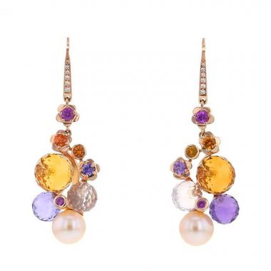 Chanel Mademoiselle pendants earrings in pink gold,  citrine and amethyst and in pearl Chanel Mademoiselle pendants earrings in pink gold,  citrine and amethyst and in pearl