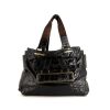 Chloé shopping bag in black patent leather and brown leather - 360 thumbnail