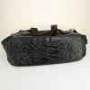 Shopping bag Chloé in pelle verniciata nera effetto invecchiato e pelle marrone - Detail D4 thumbnail