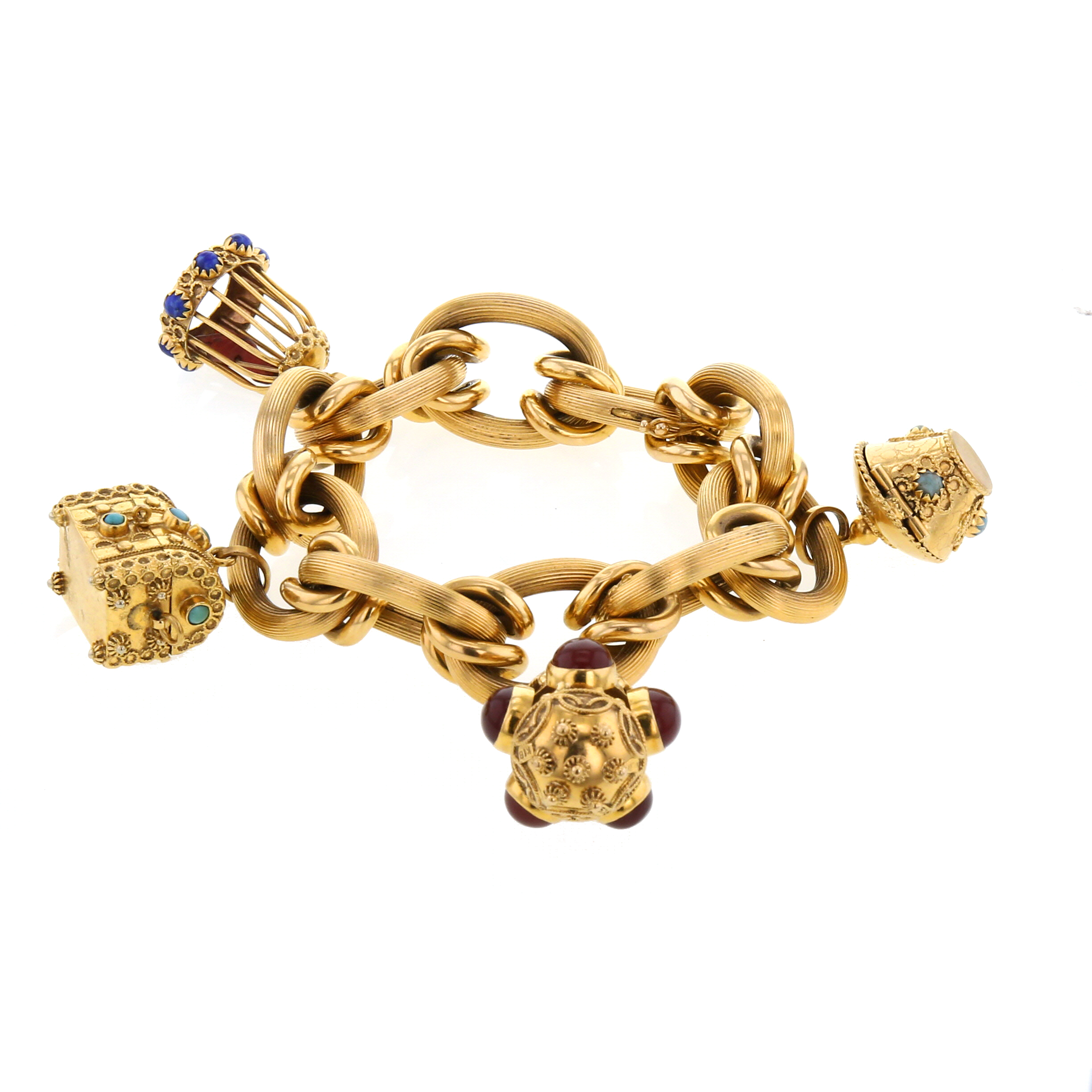 Bracciale mobile Vintage in oro giallo e pietre colorate - Detail D2