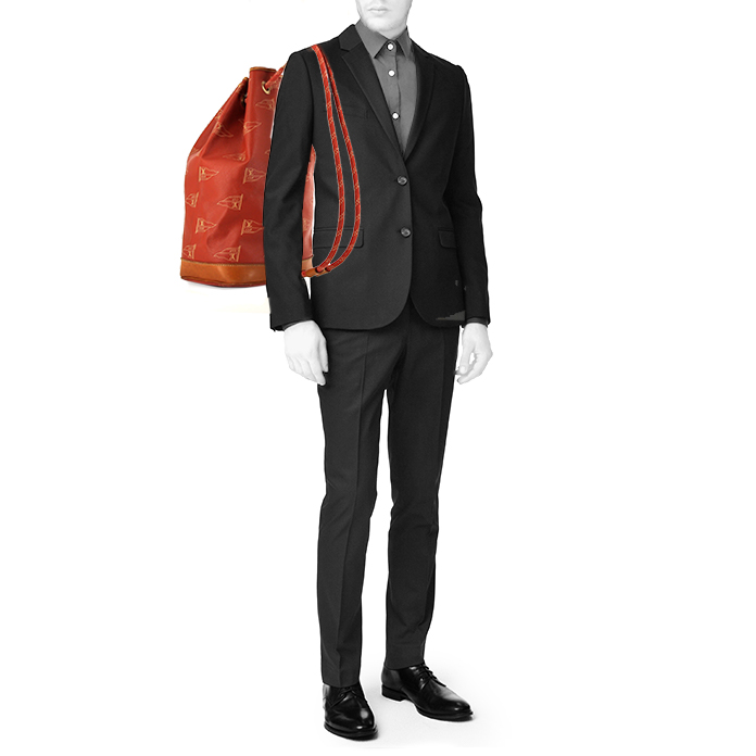 Louis Vuitton America's Cup backpack in orange monogram canvas and natural leather - Detail D1