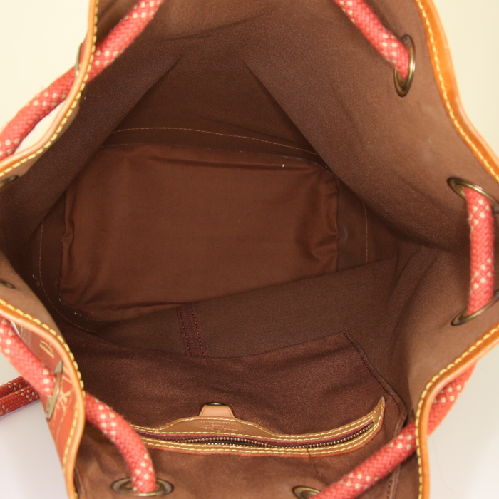 Louis Vuitton America's Cup backpack in orange monogram canvas and natural leather - Detail D2