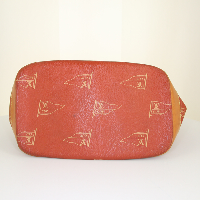 Zaino Louis Vuitton America's Cup in tela monogram cerata arancione e pelle naturale - Detail D4