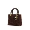 Bolso de mano Dior Lady Dior modelo mediano en ante marrón y cuero marrón - 00pp thumbnail