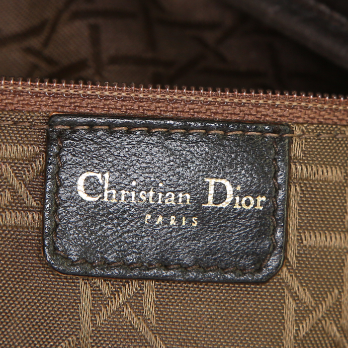 Borsa Dior Lady Dior modello medio in camoscio marrone cannage e pelle marrone - Detail D3