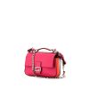 Fendi Baguette Double mini shoulder bag in pink, white and orange tricolor grained leather and black piping - 00pp thumbnail