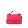 Fendi Baguette Double mini shoulder bag in pink, white and orange tricolor grained leather and black piping - 360 thumbnail