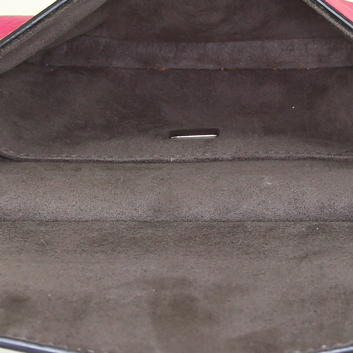 Fendi Baguette Double mini shoulder bag in pink, white and orange tricolor grained leather and black piping - Detail D3