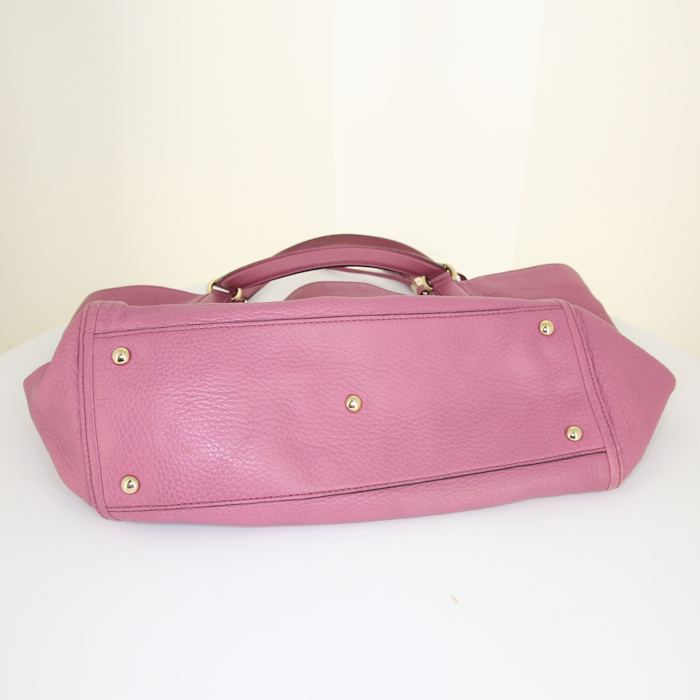Gucci Soho shopping bag in pink grained leather - Detail D4