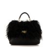 Dolce & Gabbana Sicily handbag in black furr and black leather - 360 thumbnail