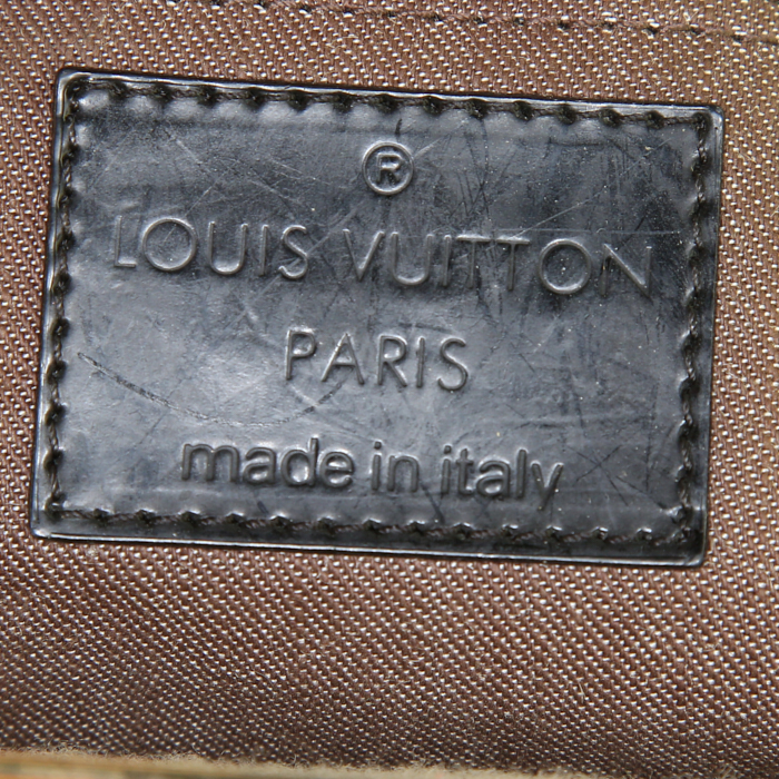 Bolso para llevar al hombro o en la mano Louis Vuitton Shearing Thunder en lona Monogram revestida marrón y charol negro - Detail D3