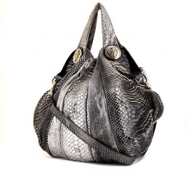 Borsa a tracolla Gucci Hysteria in pitone argentato
