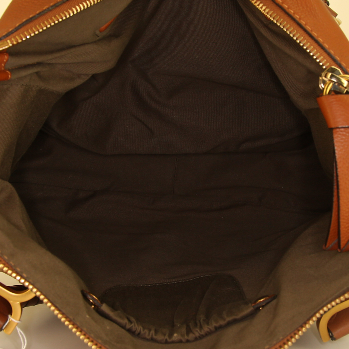 Borsa Chloé Marcie modello grande in pelle martellata marrone - Detail D2