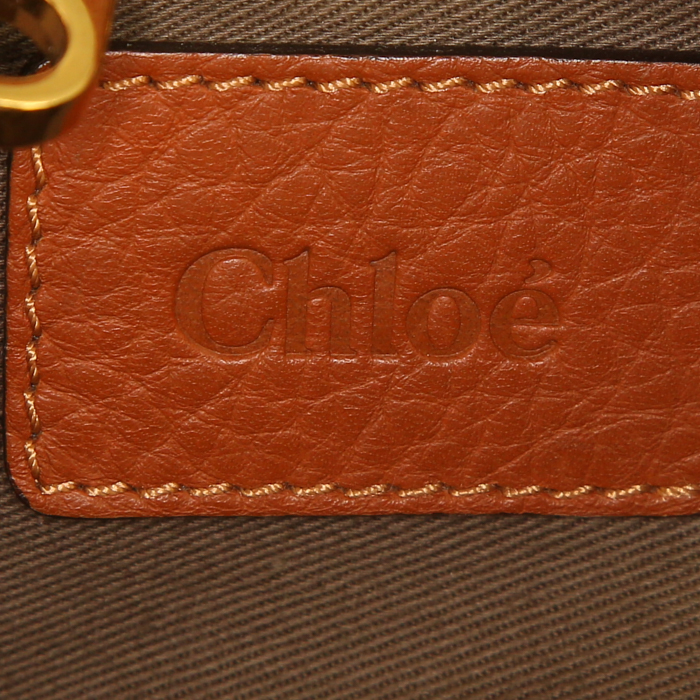 Bolso de mano Chloé Marcie modelo grande en cuero granulado marrón - Detail D3