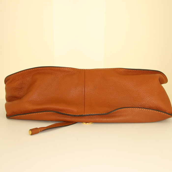 Chloé Marcie large model handbag in brown grained leather - Detail D4