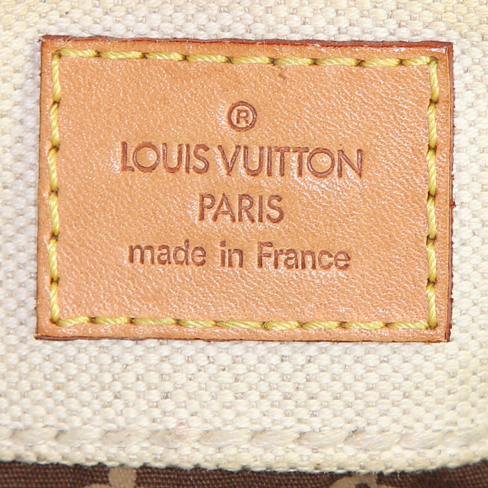 Shopping bag Louis Vuitton Louis Vuitton Editions Limitées in tela color crema e pelle naturale - Detail D3