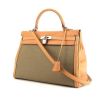 Hermes Kelly 35 cm handbag in khaki canvas and natural leather - 00pp thumbnail
