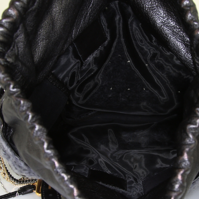 Dolce
Gabbana Sicily shopping bag in grey whool and black leather - Detail D3